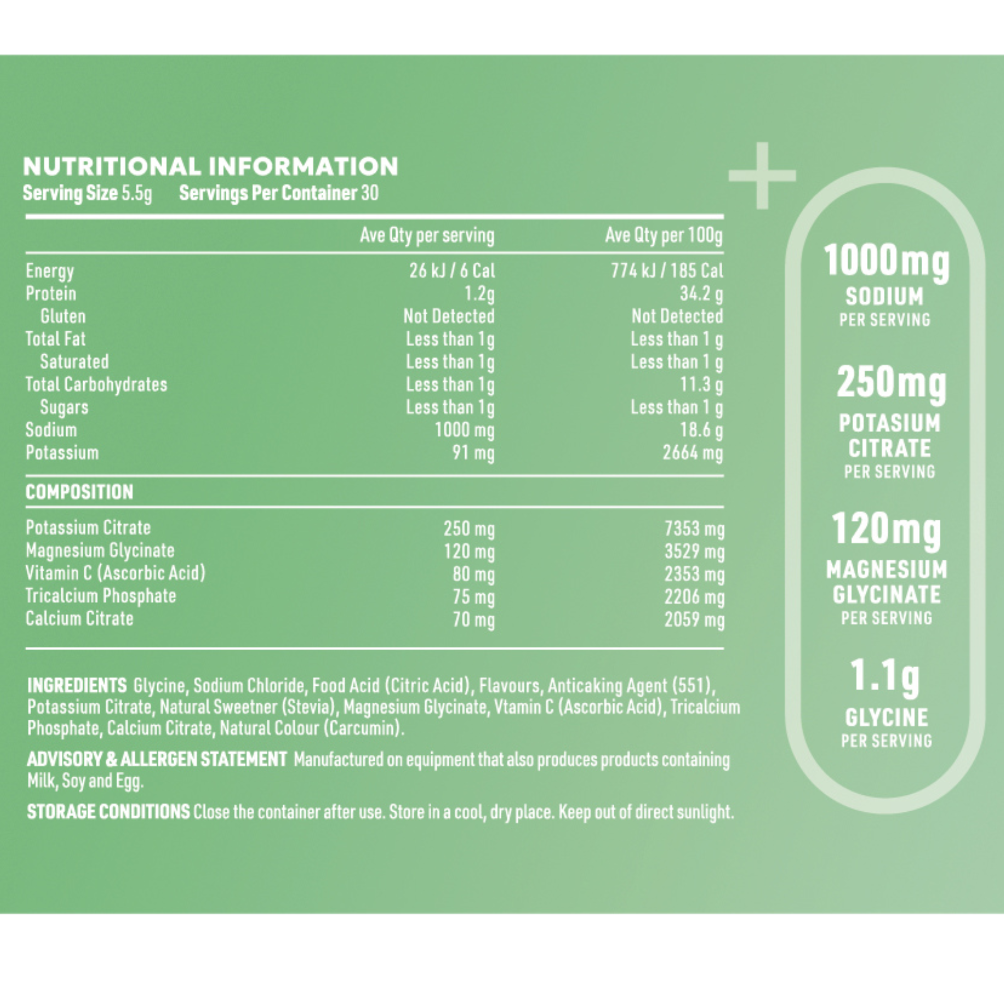 Sodium+ Electrolytes Nutrition Table Salted Apple